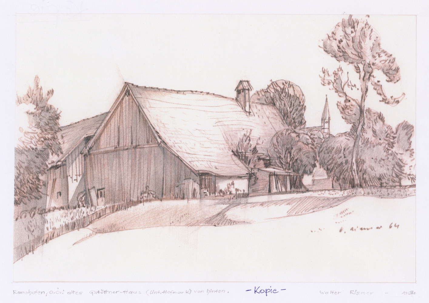 Siegelschneidersölde von Nordwesten; Zeichnung von Walter Riemer, 1964